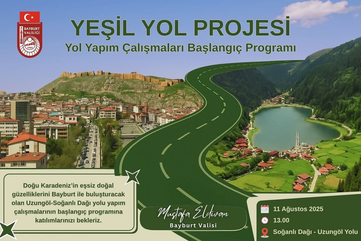 Bayburt-Uzungöl arasında yeşil yol çalışması başladı