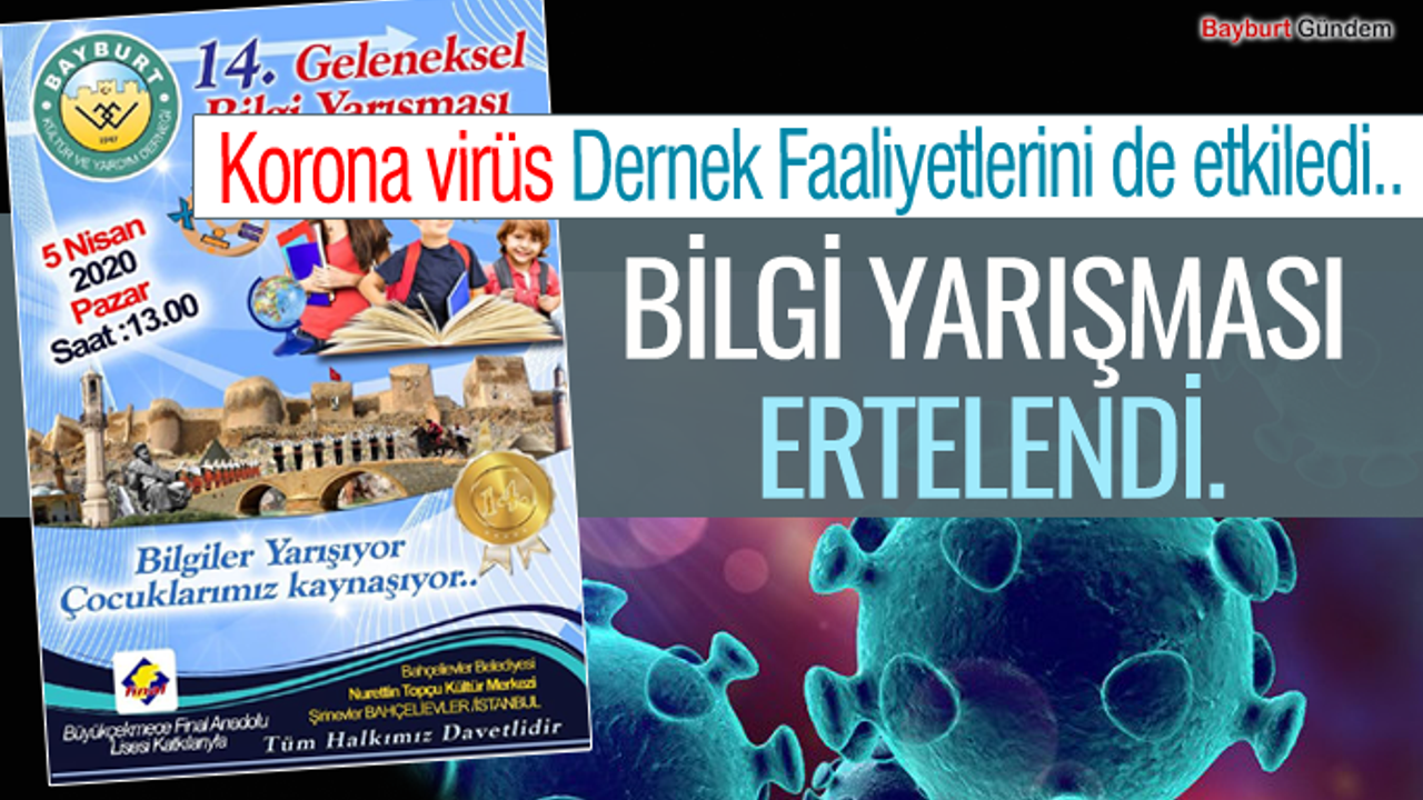 Korona virüs Dernek Faaliyetlerini de etkiledi..