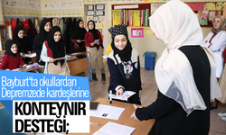 Bayburt'ta okullardan Depremzede kardeşlerine konteynır desteği;