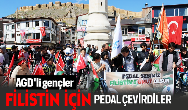 AGD'li gençler, Bayburt'ta Filistin için pedal çevirdi