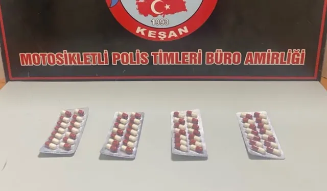 Keşan'da 56 adet sentetik ecza ele geçirildi