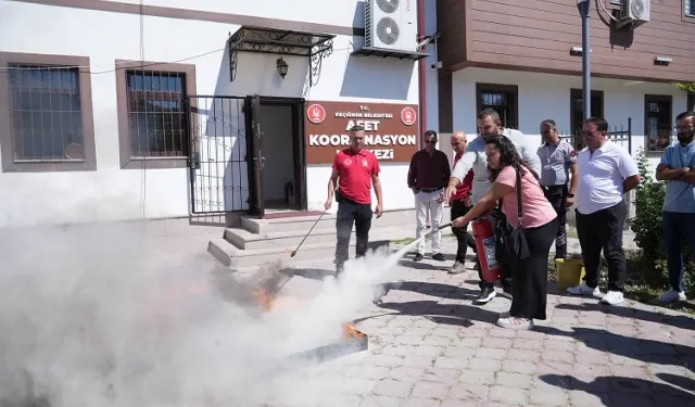 Ankara Keçiören personeline yangınla mücadele eğitimi