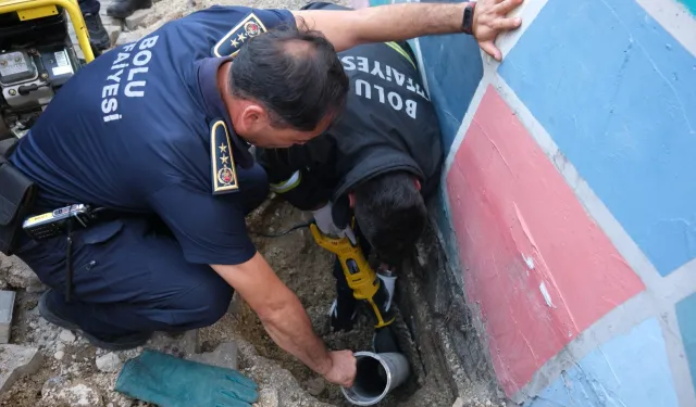 İtfaiyeden kedi kurtarma operasyonu