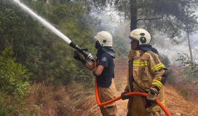 İzmir İtfaiyesi Menderes’te alevlerle mücadele ediyor