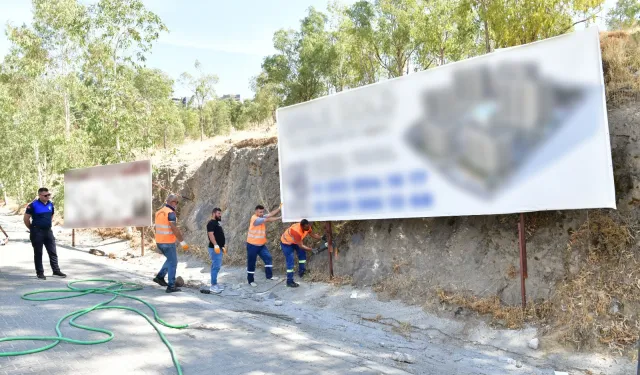 Çiğli’de kent estetiği ve güvenlik için izinsiz tabelalara müdahale