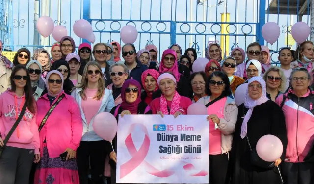 Kocaeli'de meme kanserine “pembe kurdele” ile dikkat çektiler