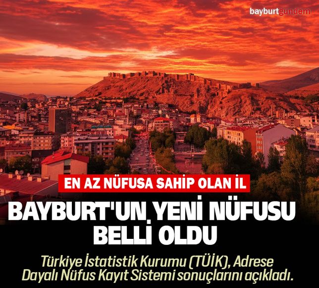 Bayburt'un yeni nüfusu belli oldu