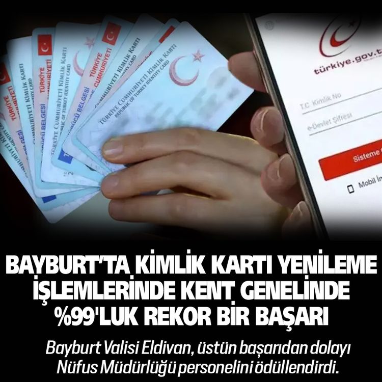 Bayburt Valisi Eldivan'dan Kimlik Kartı Başarısına Ödül