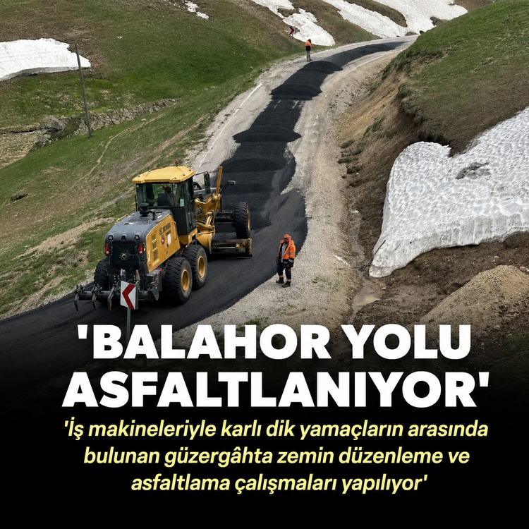 Karayolları Bayburt ekipleri Balahor yolunu asfaltlıyor